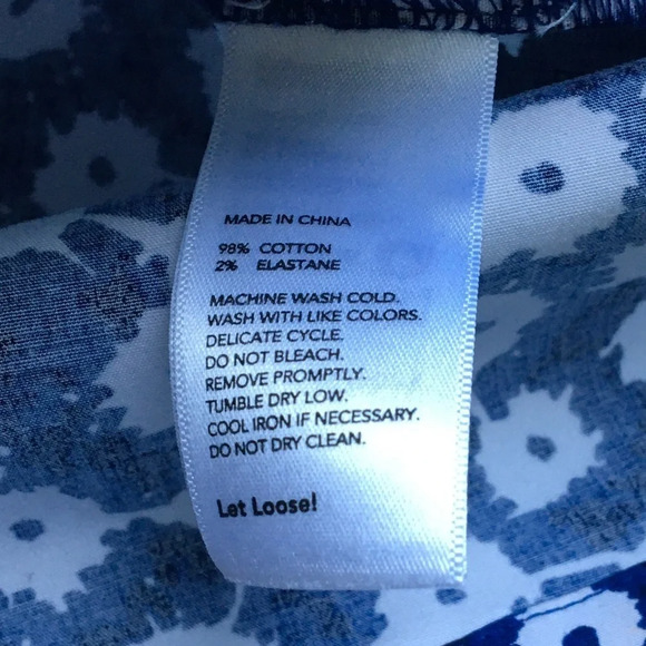 Kate Spade Saturday Blue Floral Short Sleeve Fold Over Shoulder Top Size M - Picture 4 of 6